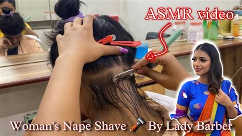 Womans Nape Shave 🪒 By Cute Lady Barber 😍 Youtube