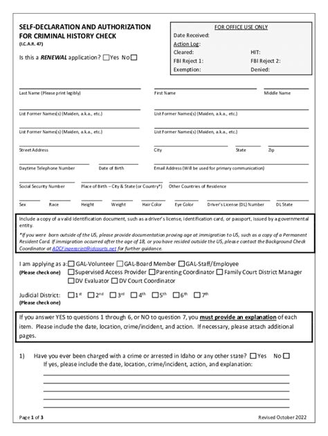 Fillable Online Isc Idaho Criminal History Record Check Authorization