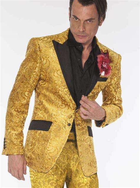 Mens Fashion Suit Salsa Gold Prom Tuxedo 2020 Angelino