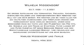 Traueranzeigen Von Wilhelm Middendorf Om Trauer De