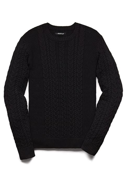 Lyst Forever 21 Chunky Cable Knit Sweater In Black For Men