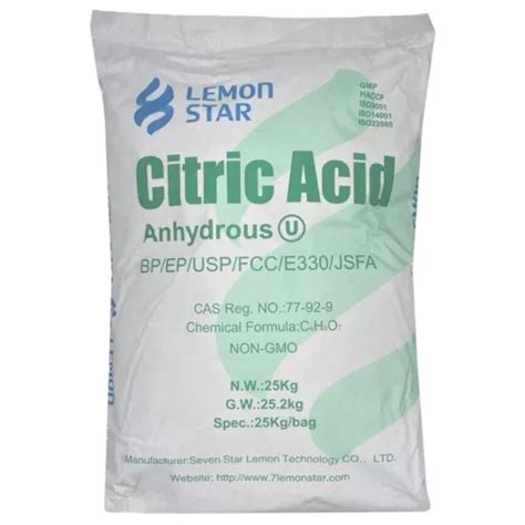 Acido Citrico Anhidro Puro 25kg Alimenticio Lemon Star Envío gratis