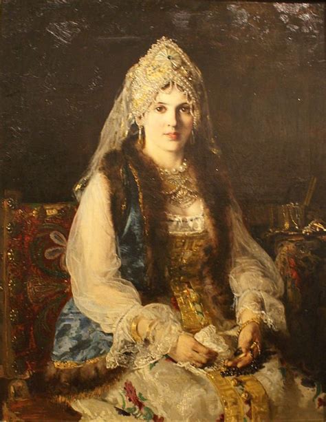 Russian Costume In Painting Vladimir E Makovsky Boyarynya 1880