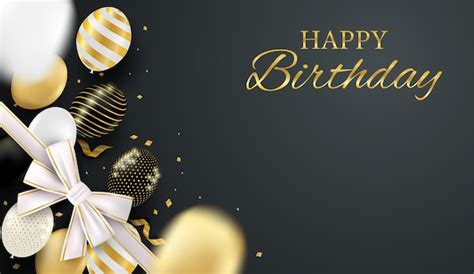 Premium Vector Happy Birthday Celebration Card Design With Black