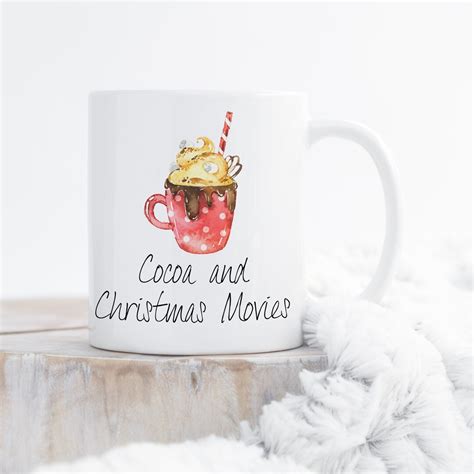 Hot Cocoa Mug, Hot Cocoa and Christmas Movies, Christmas Mug - Etsy