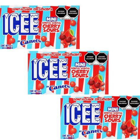 Icee Cherry Sours Mini Gomitas Sabor Cereza Canels Pzs En