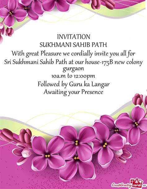 Sri Sukhmani Sahib Path At Our House B New Colony Gurgaon Free Cards