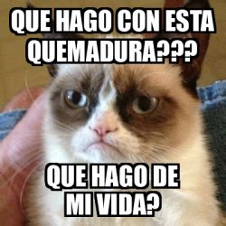 Meme Grumpy Cat Que Hago Con Esta Quemadura Que Hago De Mi Vida