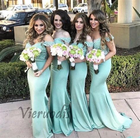 Off Shoulder Mermaid Teal Blue Lace Long Bridesmaid Dresses 2019 Lace