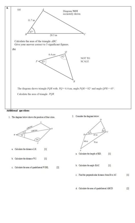 Worksheet Sine And Cosine Rule