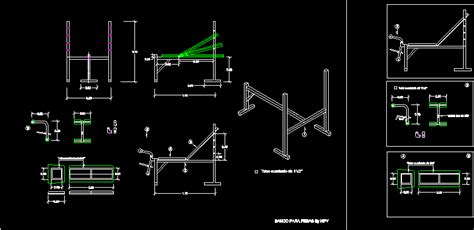 Planos De Banco Para Pesas En Dwg Autocad Detalles Constructivos