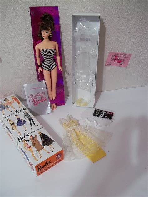 Th Anniversary Barbie Brunette Ponytail Repro Swimsuit New Box Includes Orange Blossom