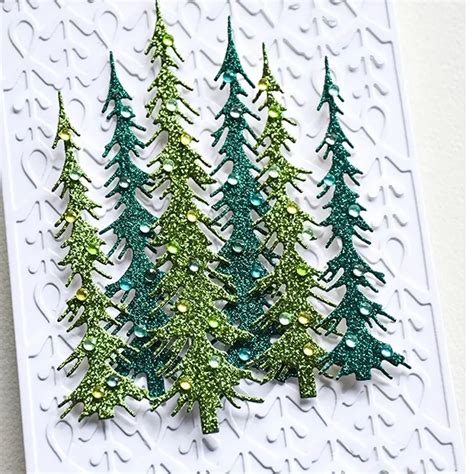 Christmas Diy Narrow Pine Trees Metal Die Cuts Merry Temu