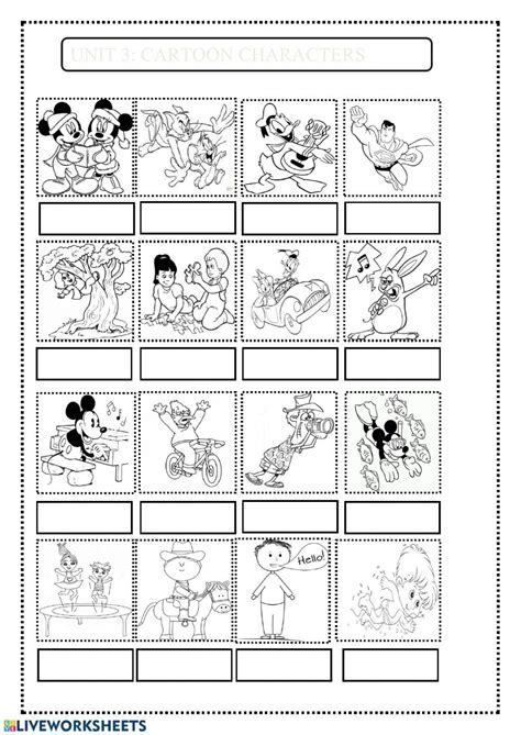 Cartoon characters Interactive worksheet