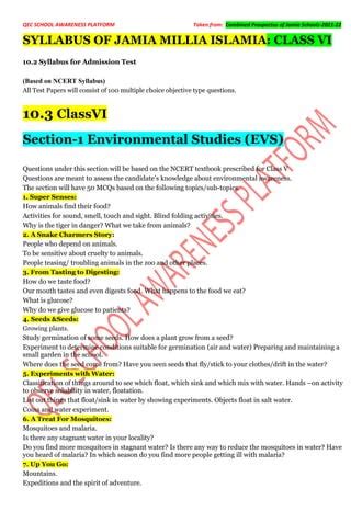 Syllabus Of Jamia Millia Islamia Class Pdf