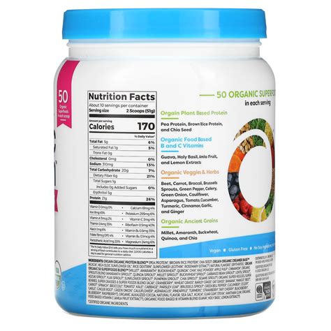 Orgain Organic Protein And Superfoods Powder Plant Based Creamy