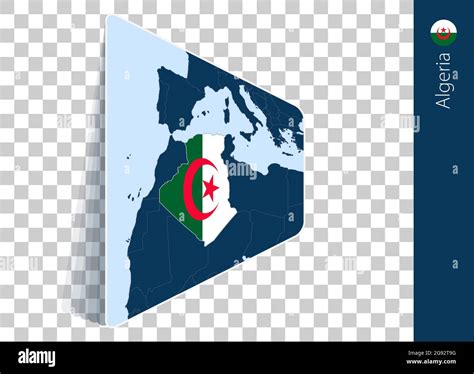 Algeria Map And Flag On Transparent Background Highlighted Algeria On