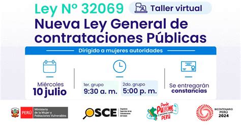 Taller Virtual Ley Nº 32069 Ley General De Contrataciones Públicas