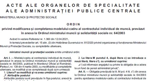 Ommps Nr Modificarea I Completarea Modelului Cadru Al