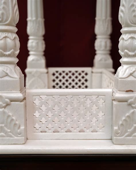 72 Large Designer White Marble Temple With Wood Wooden Pooja Mandir