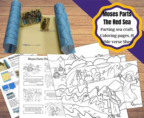 Printable Moses Parts The Red Sea Craft Coloring Pages And Bible