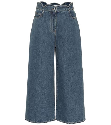 Valentino Scalloped Denim Culottes In Blue Lyst