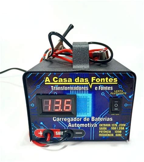 Carregador Bateria Automotiva Carro Moto 20ah Cv20 Carga Lenta Rapida