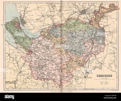 Cheshire Antique County Map 1893 Stock Photo Alamy