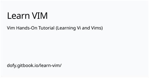 Vim Hands On Tutorial Learning Vi And Vims Learn Vim