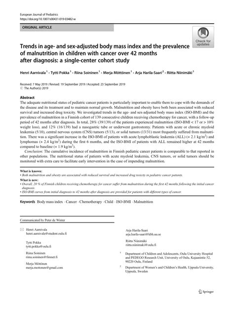 Pdf Trends In Age And Sex Adjusted Body Mass Index And The