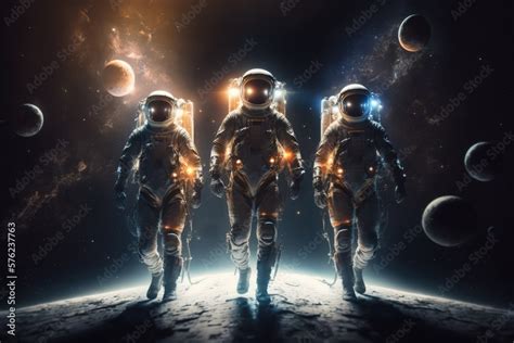 Astronaut And Astronauts Exploring Planets In Outer Space Made With