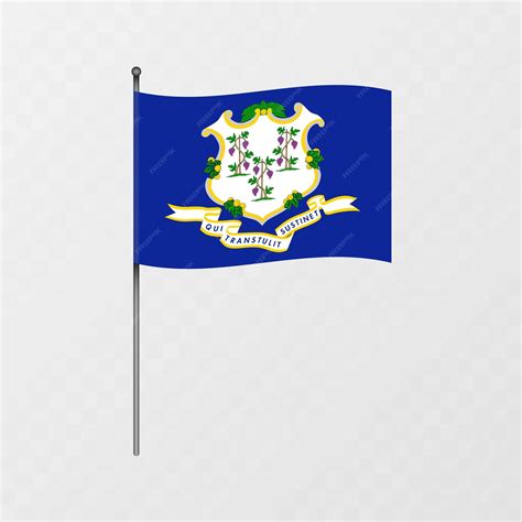 Premium Vector | Connecticut state flag on flagpole Vector illustration