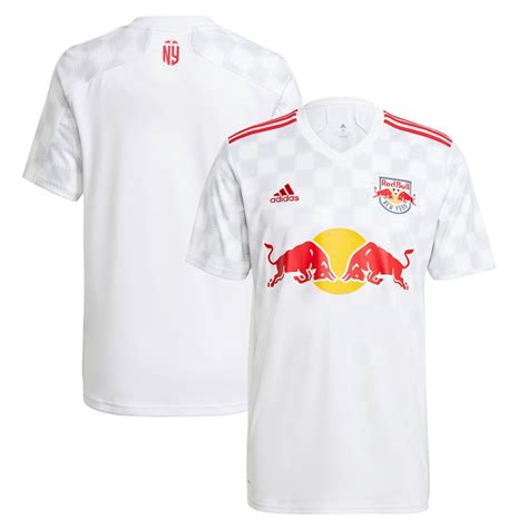 adidas  york red bulls  home jersey whitered soccer