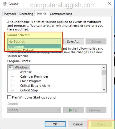 How To Turn Off The System Sounds In Windows 10 ComputerSluggish