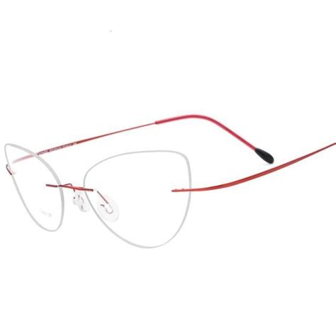 Hdcrafter Rimless Glasses Frame Women Cat Eye Titanium Ultralight Frameless 20003 Glasses