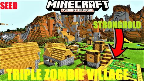 Minecraft PE TRIPLE ZOMBIE VILLAGE W STRONGHOLD 5 VILLAGES