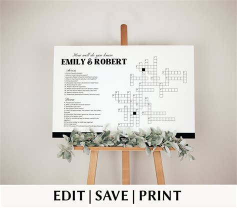 Sip And Solve Crossword Puzzle Template Wedding Game Idea Etsy Canada