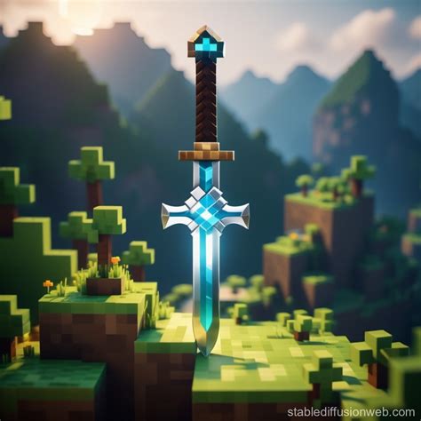 Pixelated Minecraft Sword Icon Stable Diffusion Online