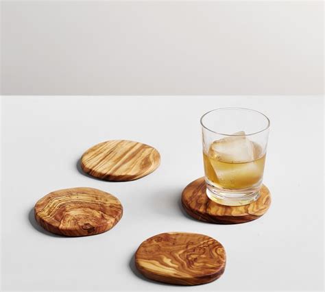 Pottery Barn Olive Wood Coasters Set Of 4