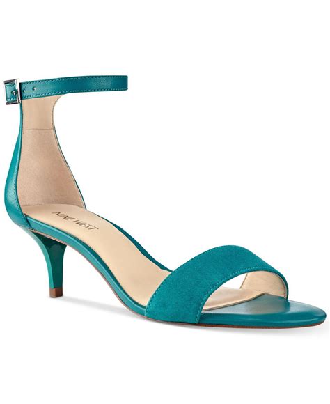 Nine West Leisa Leather Two Piece Kitten Heel Sandals In Blue Lyst