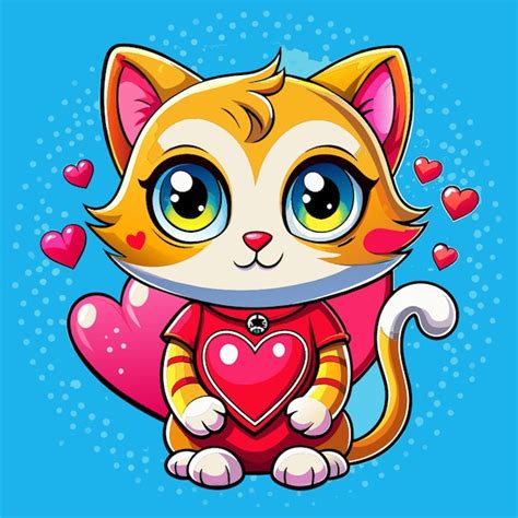 Un Gato De Dibujos Animados Con Un Coraz N Que Dice Amor Vector