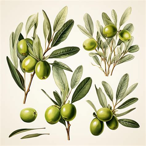 Premium Ai Image Watercolor Of Olive Branches Earthy Green