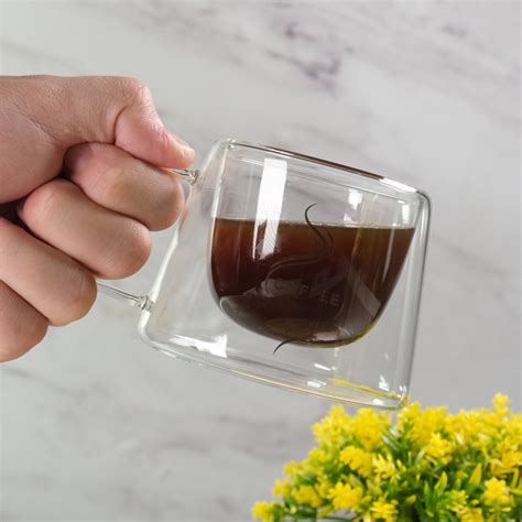 One Two Cups Cangkir Kopi Anti Panas Double Wall Glass Ml Dome