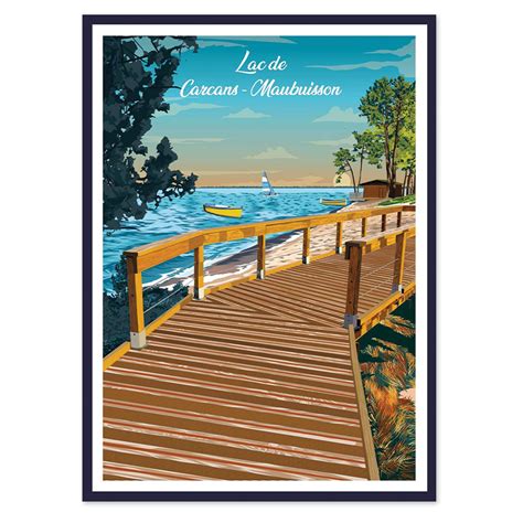 Maubuisson Lac de Carcans Poster affiche image encadrée Cadr Aven