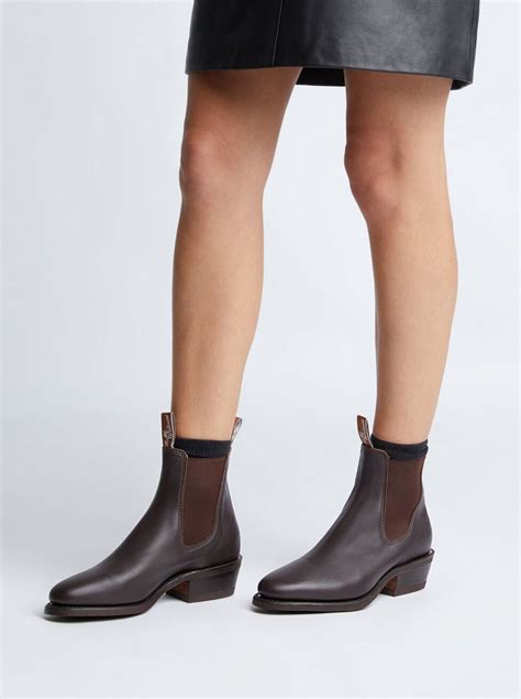 Black Lady Yearling Rubber Sole Boots R M Williams Chelsea Boots