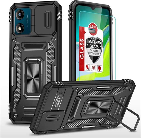 Pemuyak For Motorola E13 Phone Case With Tempered Glass Screen