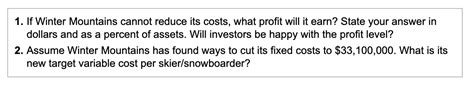 Solved Winter Mountains Operates A Rocky Mountain Ski Chegg