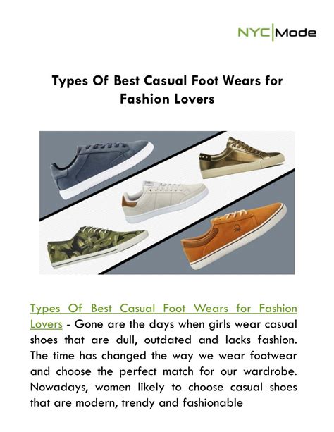 Ppt Types Of Best Casual Foot Wears For Fashion Lovers Powerpoint