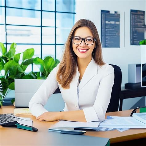 Premium Ai Image Office Working Girl Smiling Beautiful And Cute Model