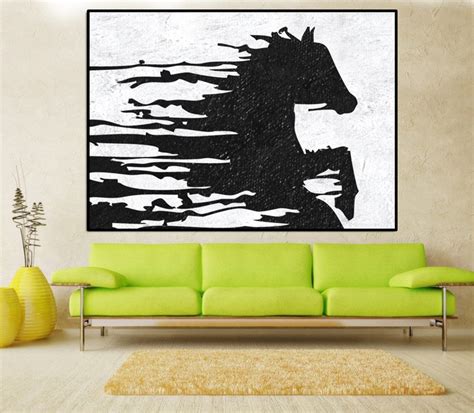 Large Abstract Horse Painting Canvas Wall Art Original | Etsy